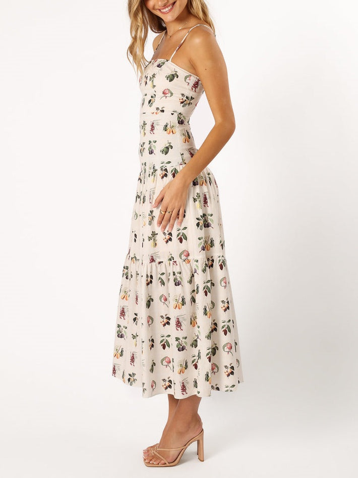 Midikleid mit Fruchtblumenmuster