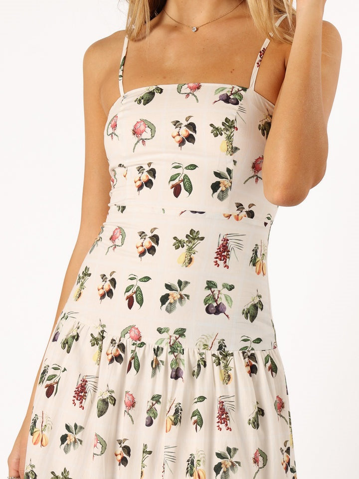 Midikleid mit Fruchtblumenmuster