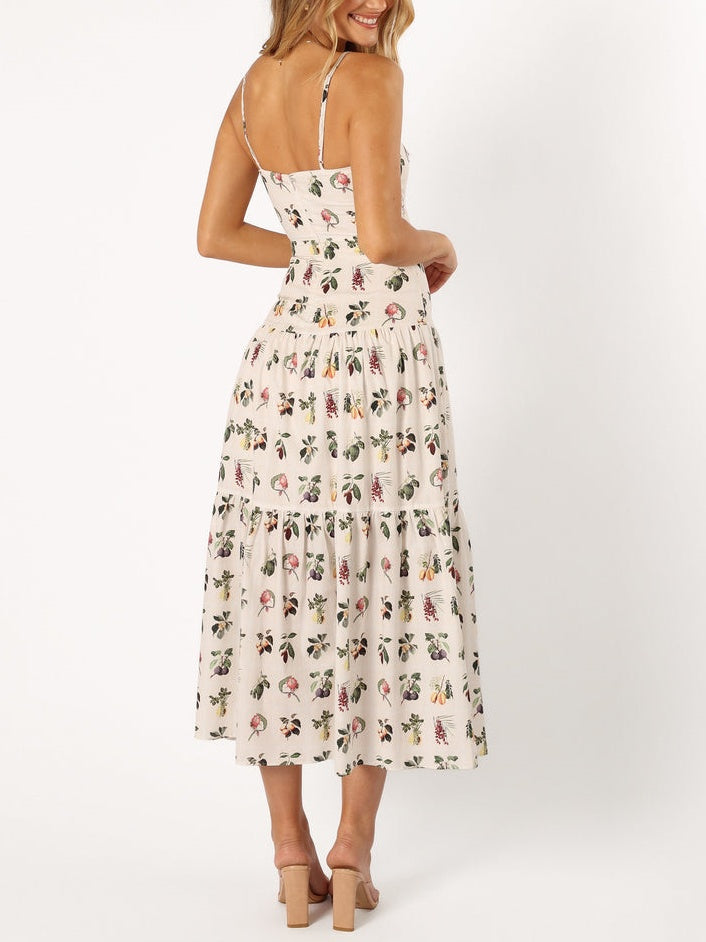 Midikleid mit Fruchtblumenmuster