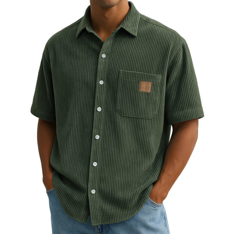Vintage Herren Kurzarm Button-Up Shirt