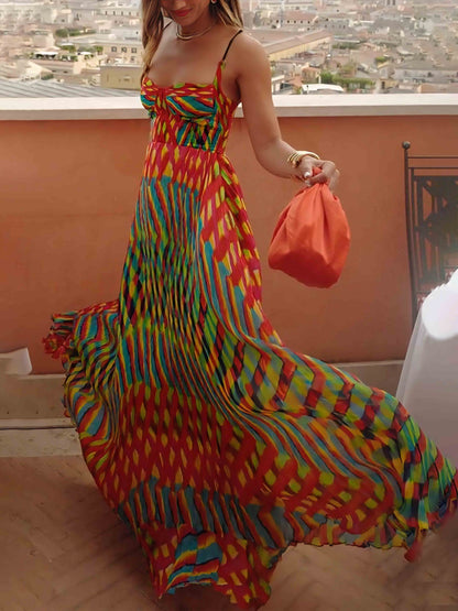 Elegantes Maxikleid in A-Linie mit personalisiertem Maldruck