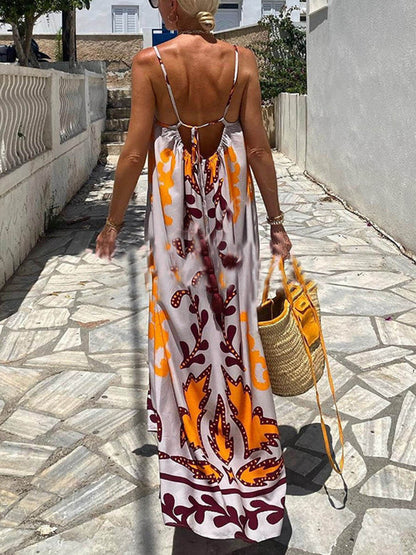 Lockeres Maxikleid mit Ethno-Print