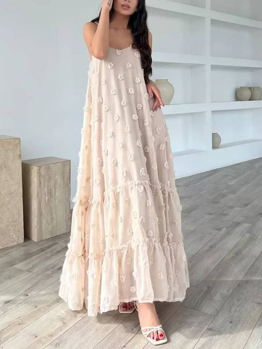 Hübsches, lockeres Maxikleid in A-Linie mit Blumendekor