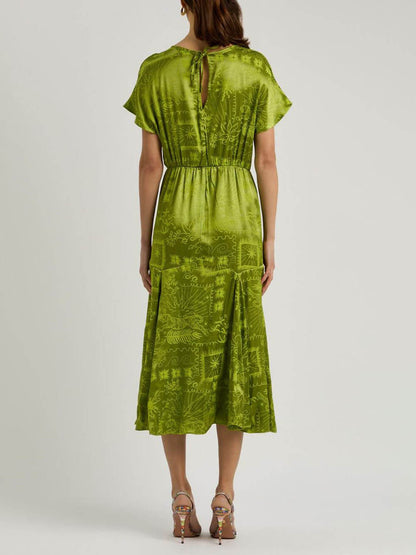 Elegantes Satin-Midikleid mit einzigartigem Jacquard-Print