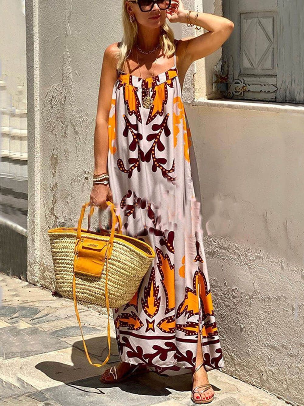 Lockeres Maxikleid mit Ethno-Print