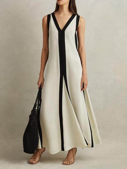 Maxikleid in A-Linie im Colorblock-Wendestil