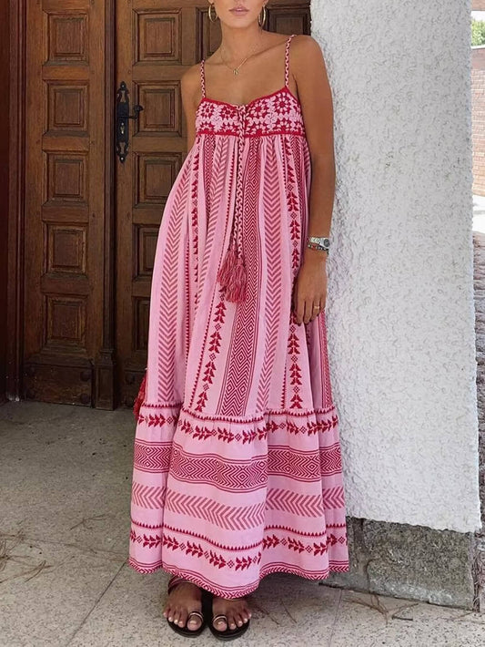Gehäkeltes Patchwork-Maxikleid im Ethno-Stil