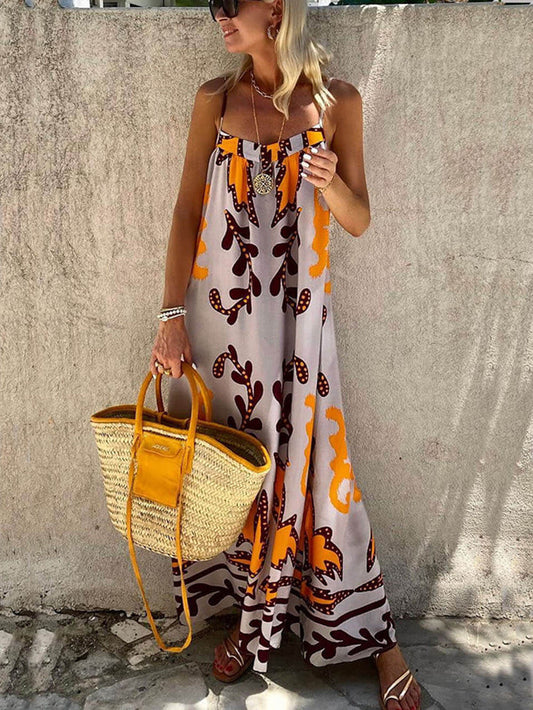Lockeres Maxikleid mit Ethno-Print