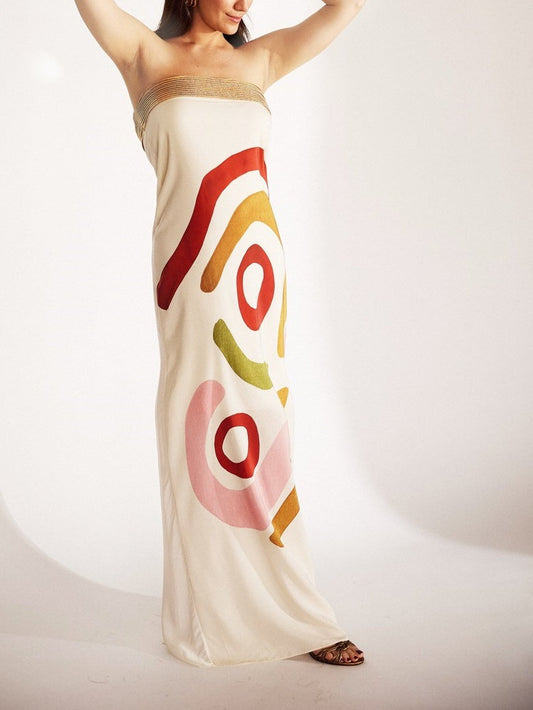 Einzigartiges gepunktetes Midikleid mit Print