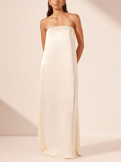 Elegantes Satin-Abendkleid-Maxikleid