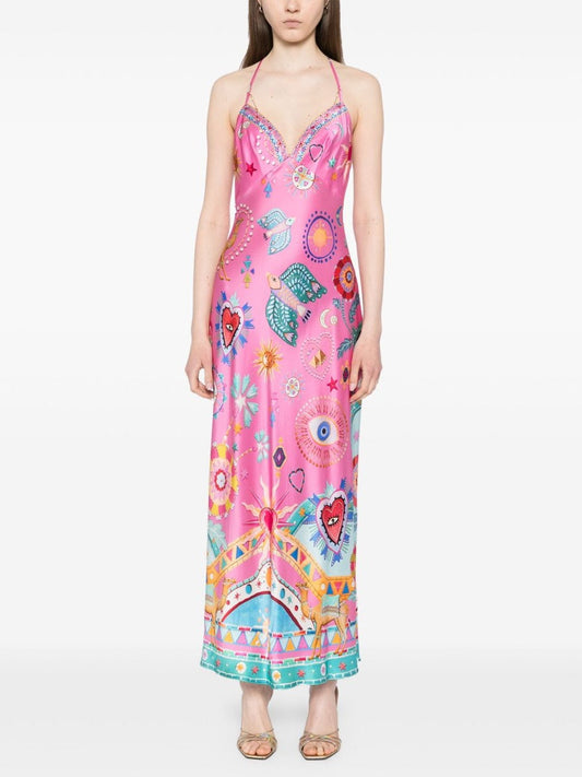 Midi-Slipkleid mit Kettendetail