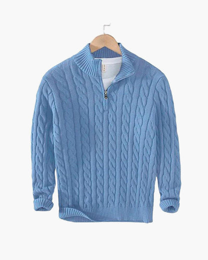Pullover mit Reißverschluss und Zopfmuster