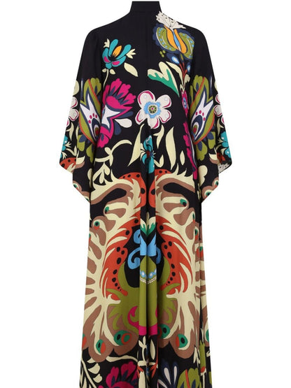 Maxikleid mit Pfauenmuster