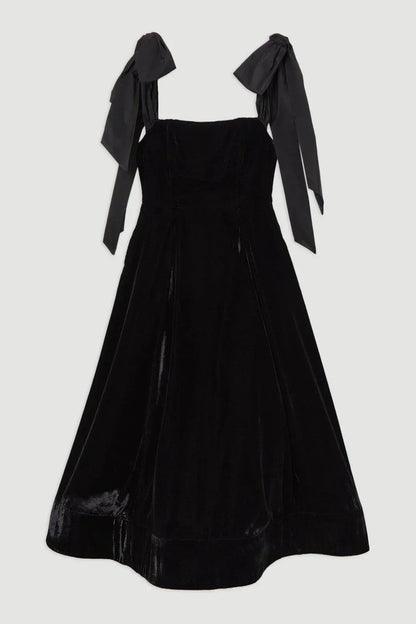Trägerloses Midikleid aus Samt mit Schleife