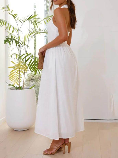 Taillen-kleines schwarzes Neckholder-Kleid, mittellanges Kleid