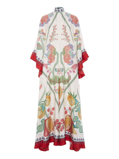 Maxikleid mit handplatziertem Ebenholz-Print