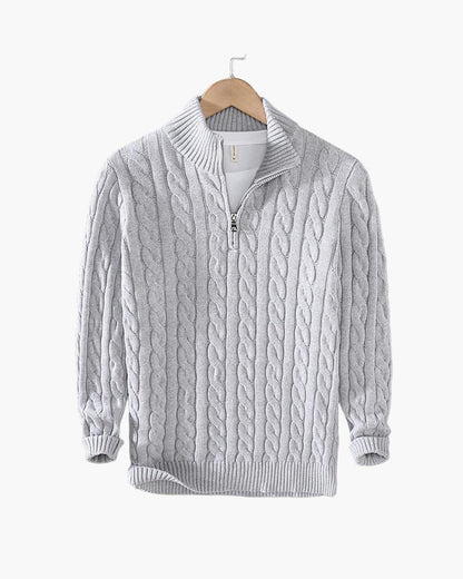 Pullover mit Reißverschluss und Zopfmuster