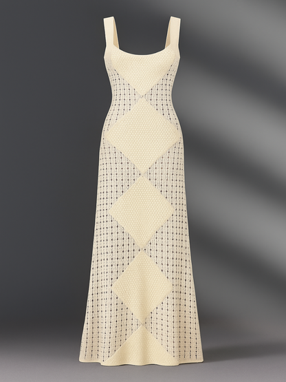 Summer Fashion Hollow See-through Knitted Maxi Dress