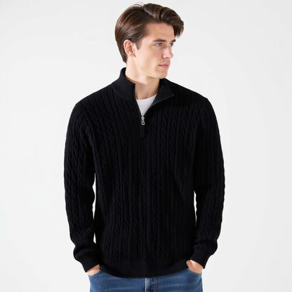 Pullover mit Reißverschluss und Zopfmuster