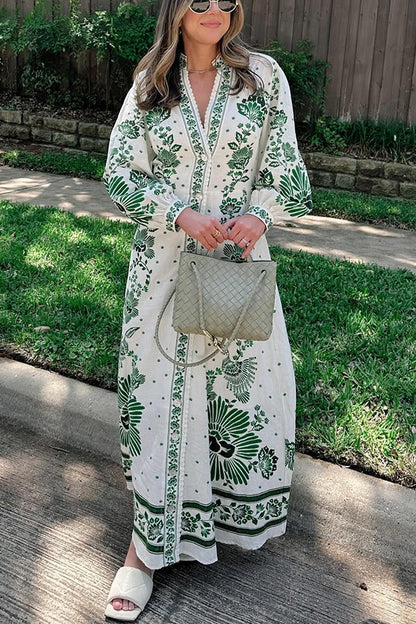 Einzigartiges Maxikleid mit Knopfleiste und langen Ärmeln