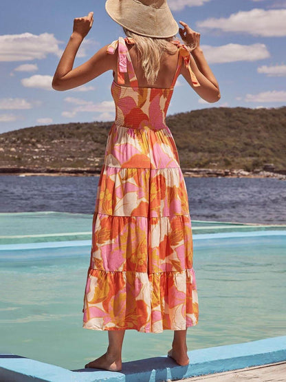 Ärmelloses Camisole-Kleid mit plissiertem Stretch-Brustprint und See-Charm