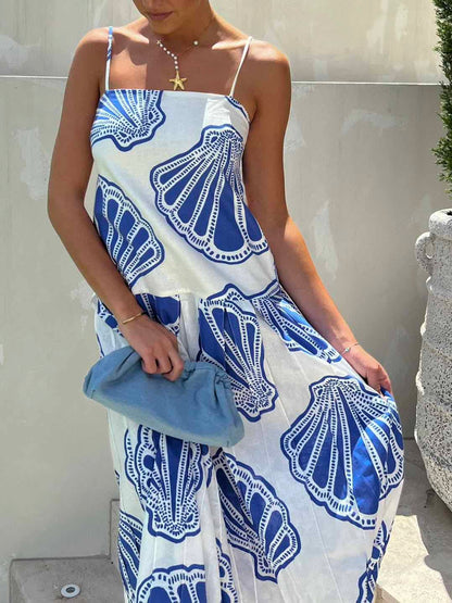 Lässiges Maxikleid mit Muschel-Print für den Urlaub