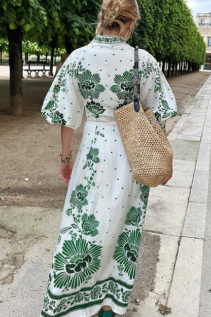 Einzigartiges Maxikleid mit Knopfleiste und langen Ärmeln