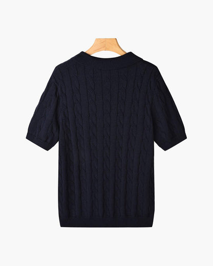 Poloshirt mit Zopfmuster