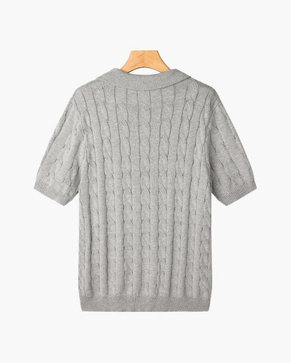 Poloshirt mit Zopfmuster