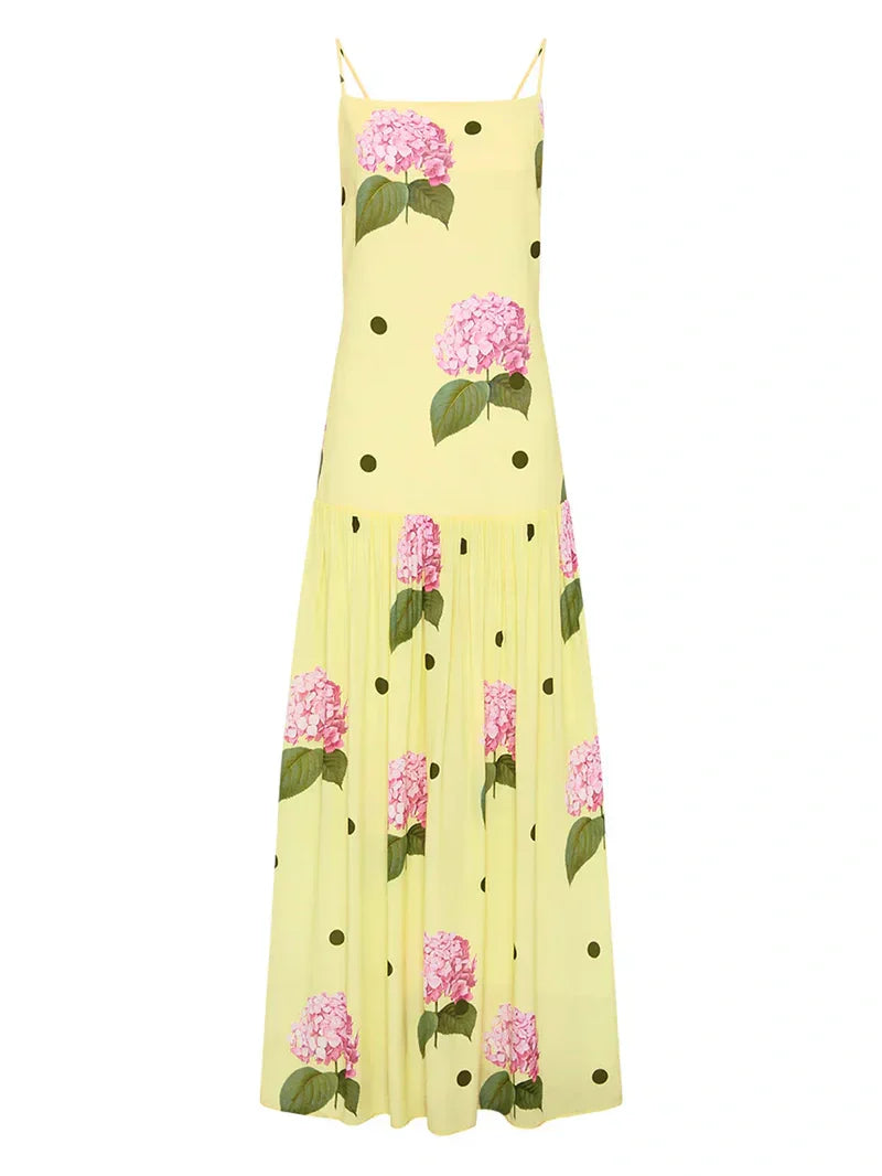 Midikleid mit gepunktetem Blumenmuster