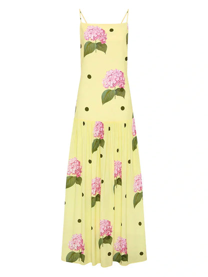 Midikleid mit gepunktetem Blumenmuster