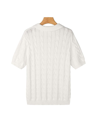 Poloshirt mit Zopfmuster