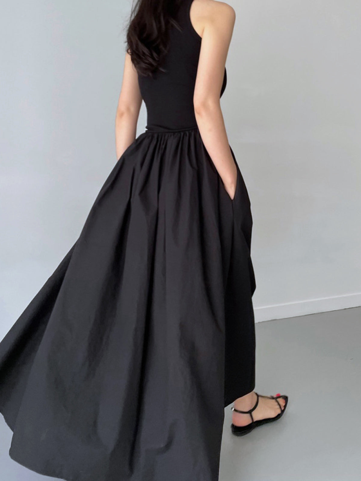 Freizeit-Langkleid mit Rundhalsausschnitt 