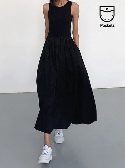 Freizeit-Langkleid mit Rundhalsausschnitt 