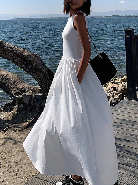 Freizeit-Langkleid mit Rundhalsausschnitt 