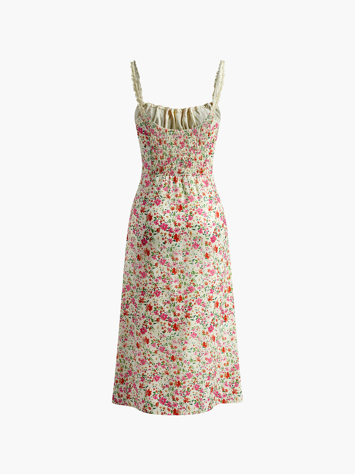 Camisole-Midikleid mit Blumendruckbesatz 