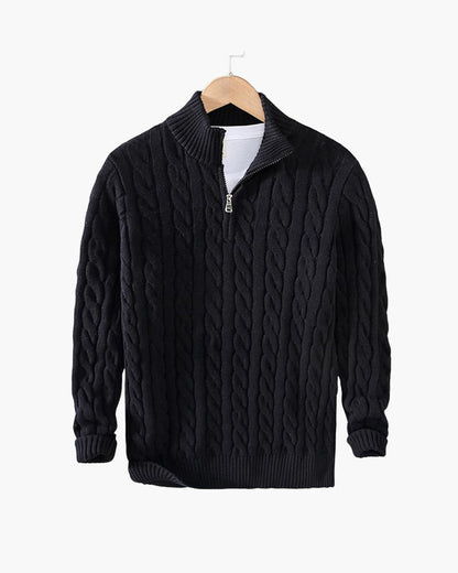 Pullover mit Reißverschluss und Zopfmuster