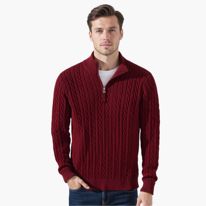 Pullover mit Reißverschluss und Zopfmuster