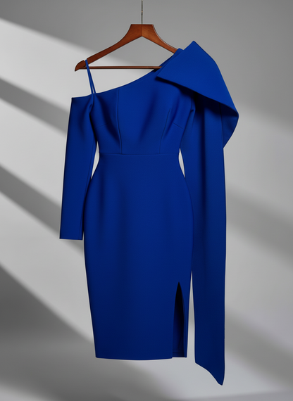 Abbey Blue One Shoulder Bandage Dress