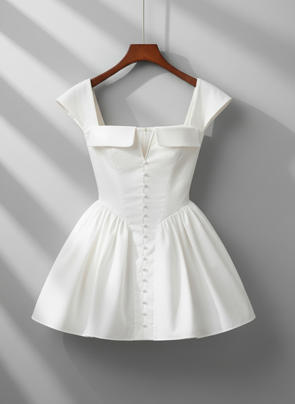 Exquisite V-Neck Pleated Waist Mini Dress