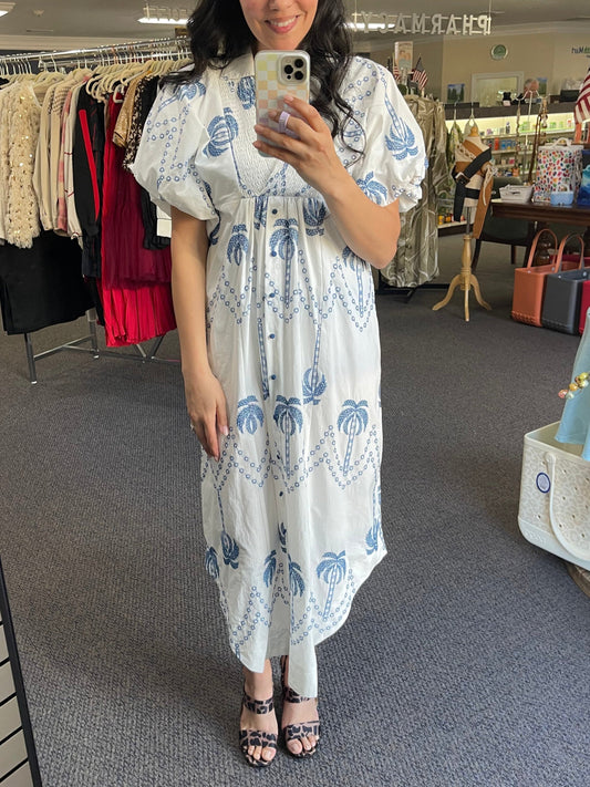 Midikleid mit Palmen-Print