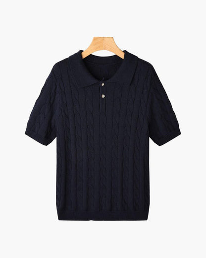 Poloshirt mit Zopfmuster
