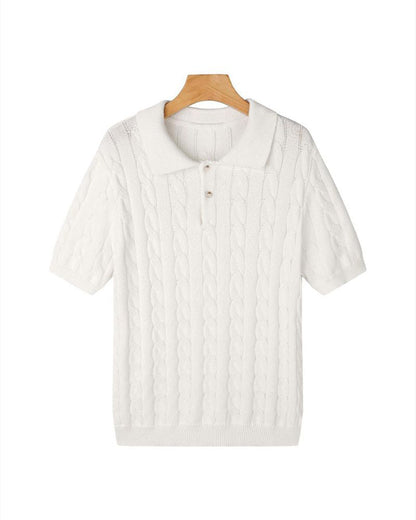 Poloshirt mit Zopfmuster
