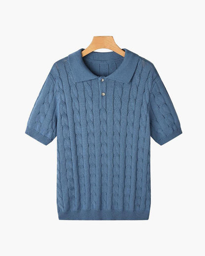 Poloshirt mit Zopfmuster