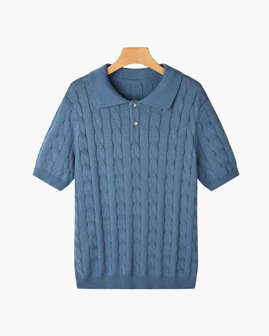 Poloshirt mit Zopfmuster