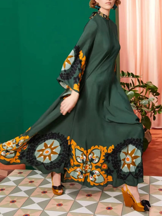 Mehrfarbiges, legeres Maxikleid mit Print