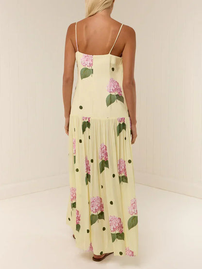 Midikleid mit gepunktetem Blumenmuster