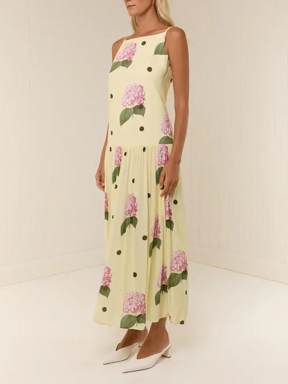 Midikleid mit gepunktetem Blumenmuster