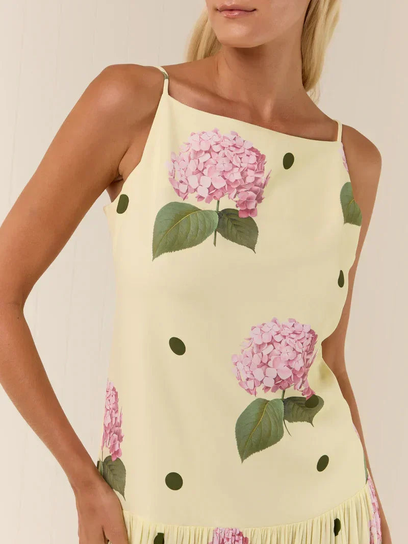 Midikleid mit gepunktetem Blumenmuster