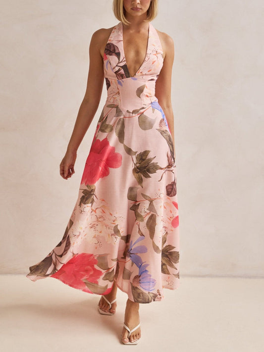 Maxikleid mit tiefem V-Ausschnitt